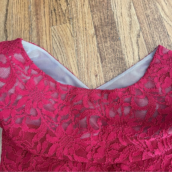Ralph Lauren Red Lace Dress V Neck Back - Picture 14 of 15